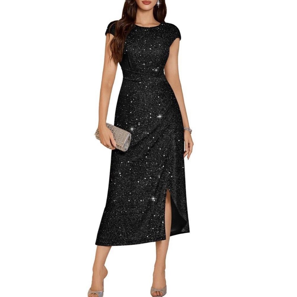 NWT Dresstells Sequin Cocktail Dress Fit & Flare Black XS
